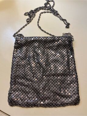 Y2K Silver Mesh Crossbody Bag with Chain Strap